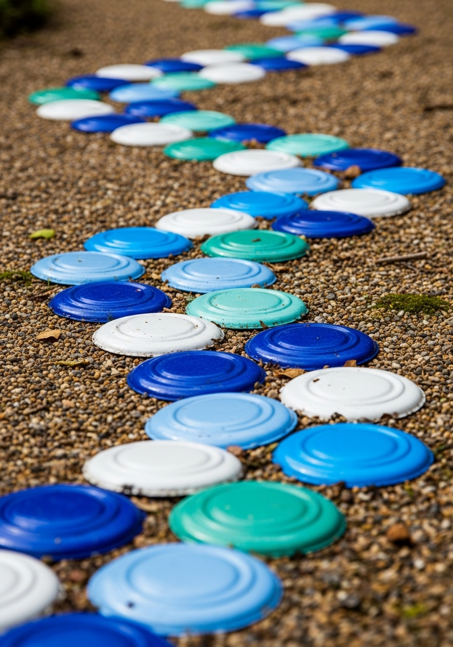 Painted Lid “River” Meandering Through Gravel