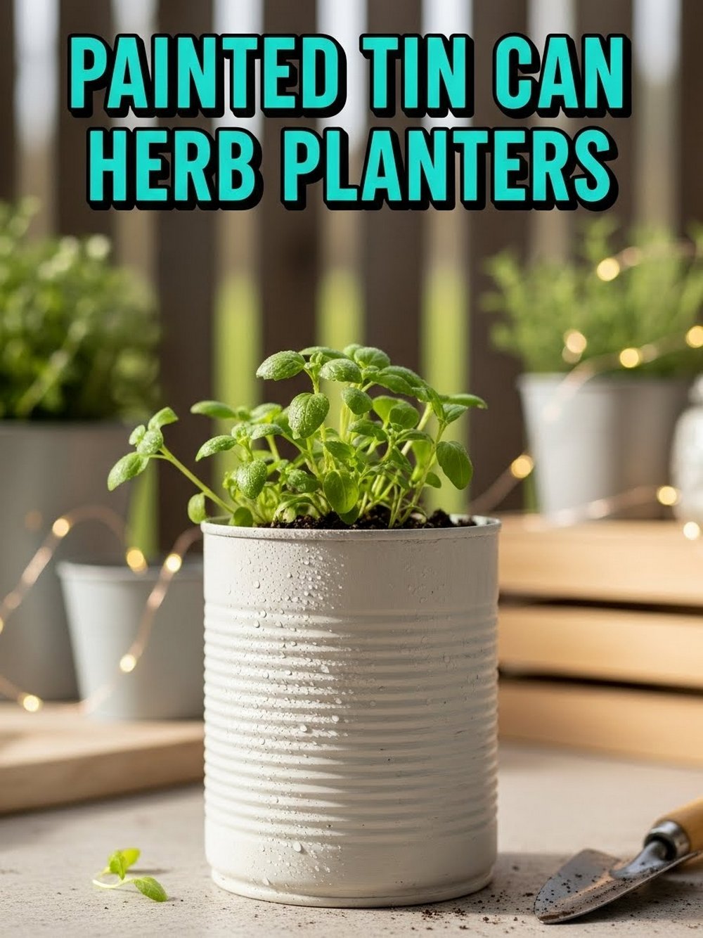 Painted Tin Can Herb Planters