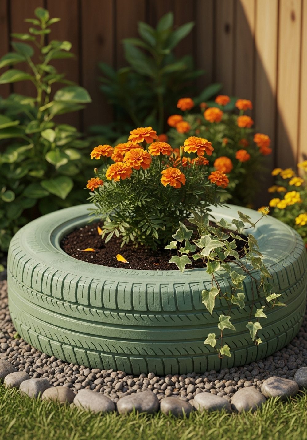 Painted Tire Flower Ring Planter