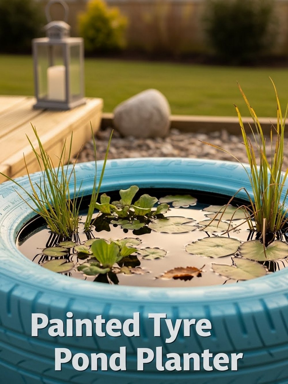 Painted Tyre Pond Planter
