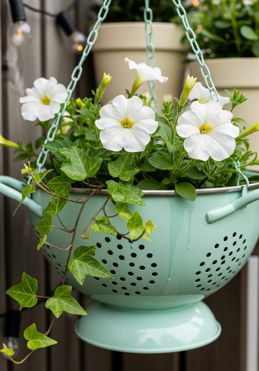 Pastel-Painted Colander Hanging Basket