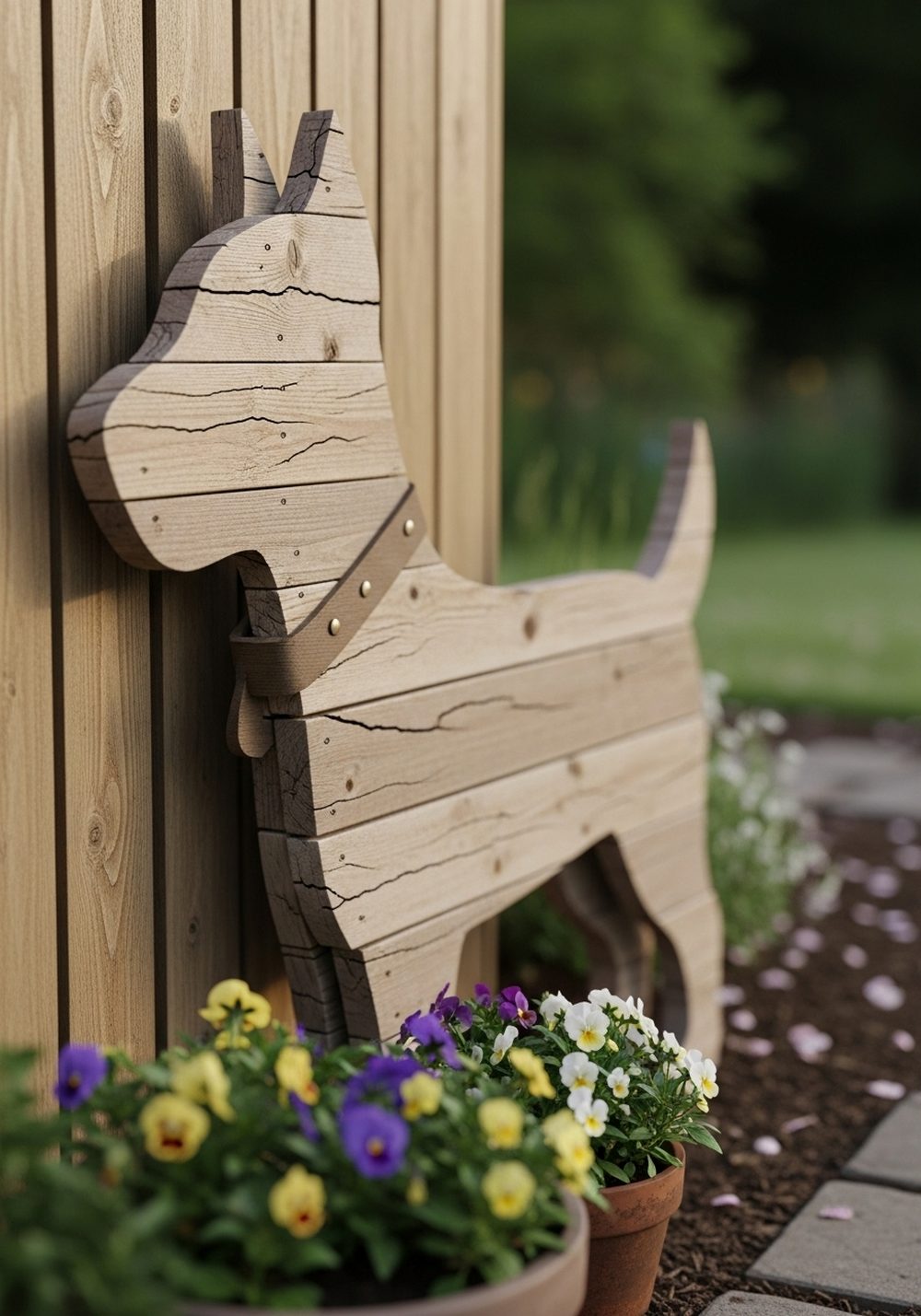 Playful Pallet Dog Silhouette By The Fence