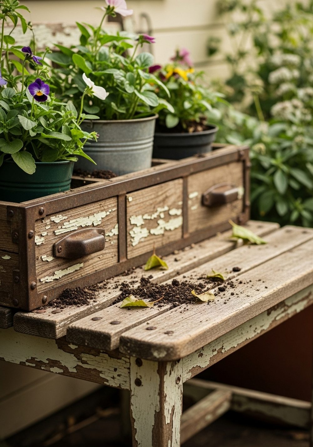 Reclaimed Furniture Planter Bench