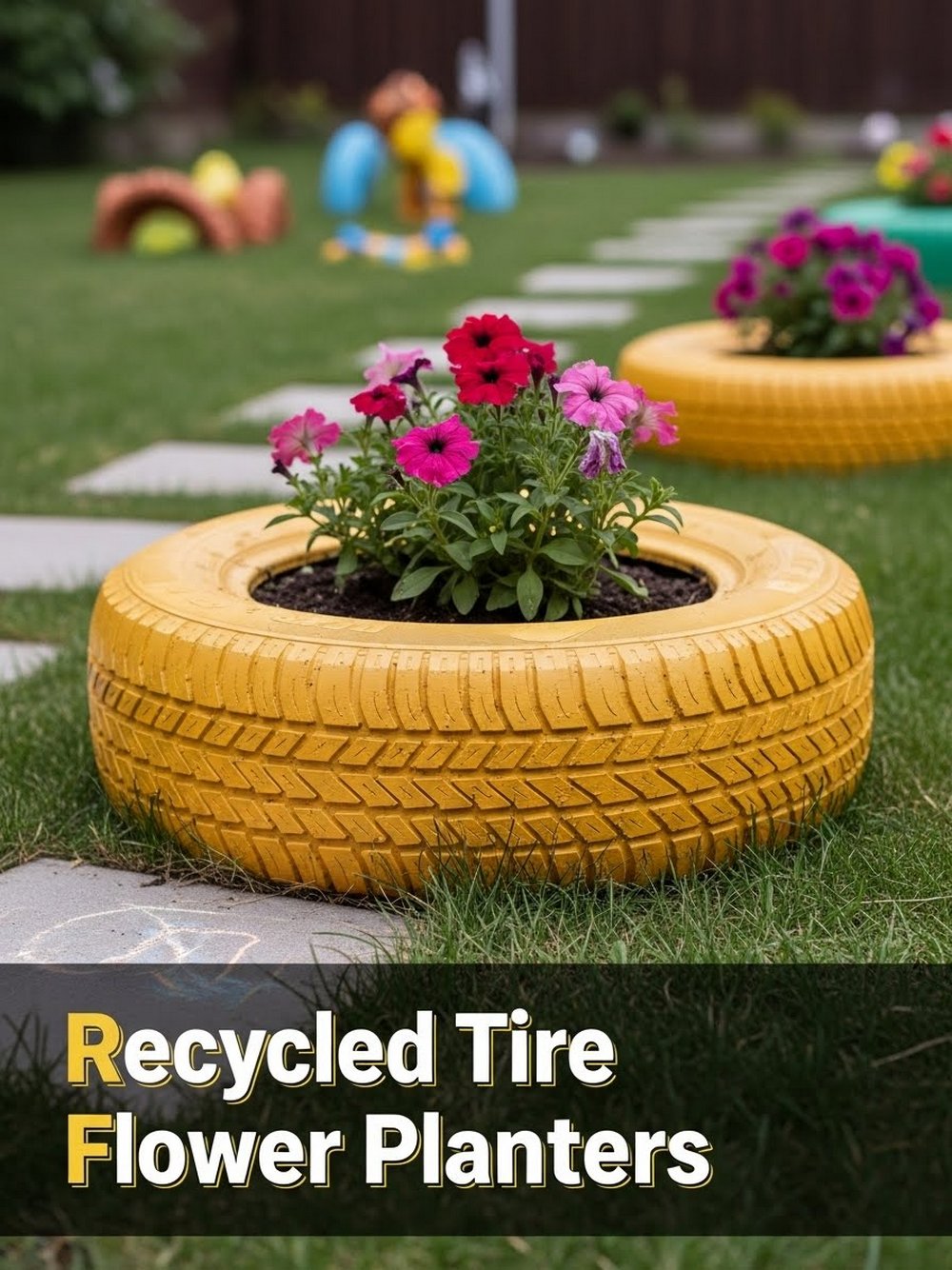 Recycled Tire Flower Planters