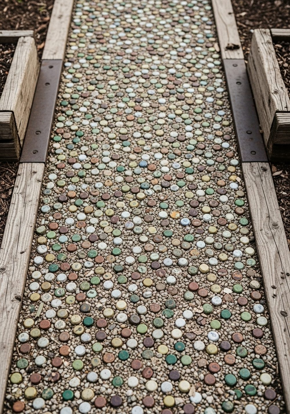 Rustic Bottle Cap And Gravel Mix Path