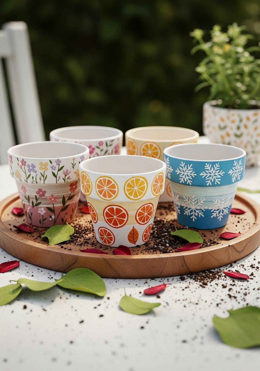 Seasonal Pattern Painted Pots
