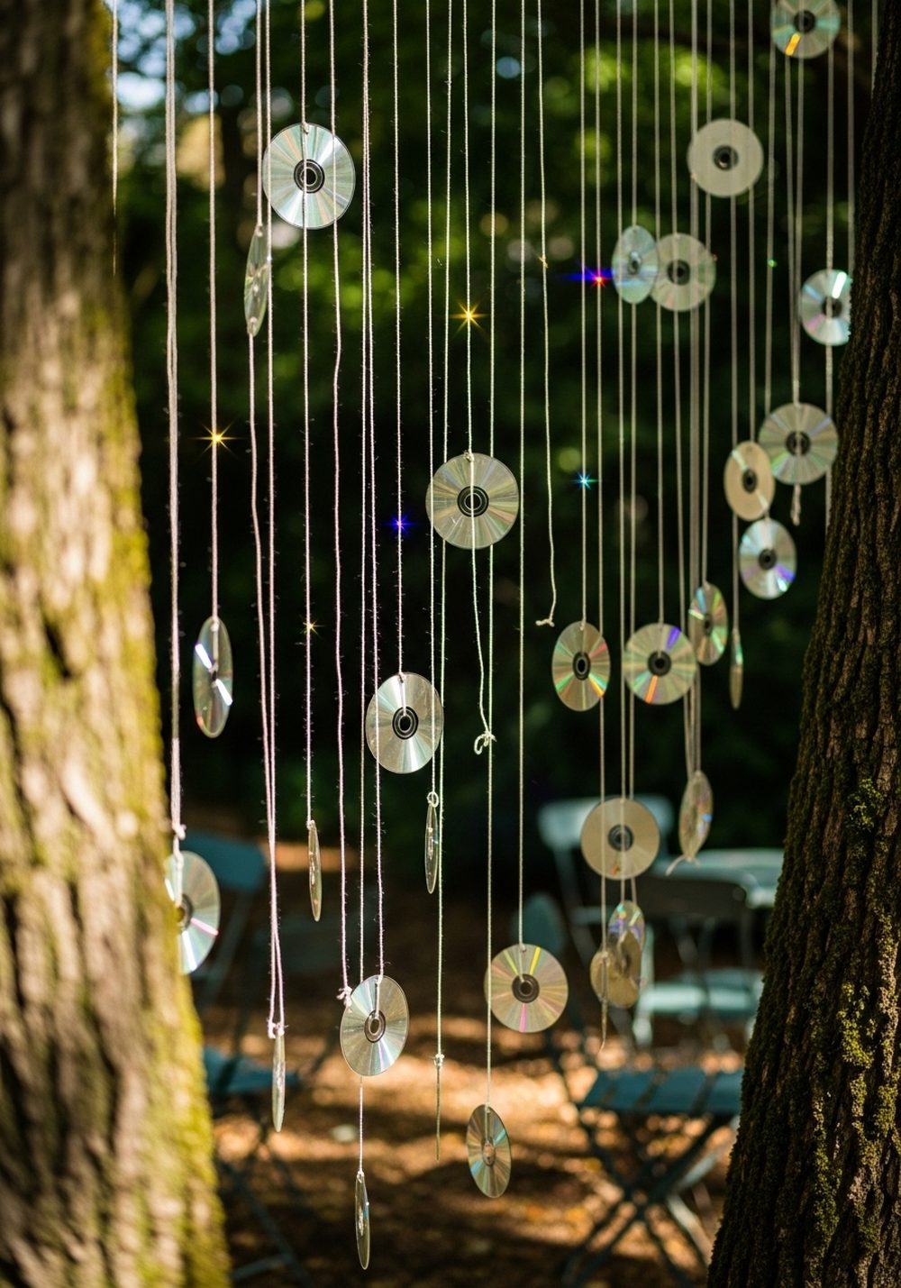 Shimmering CD Rain Curtain In The Trees