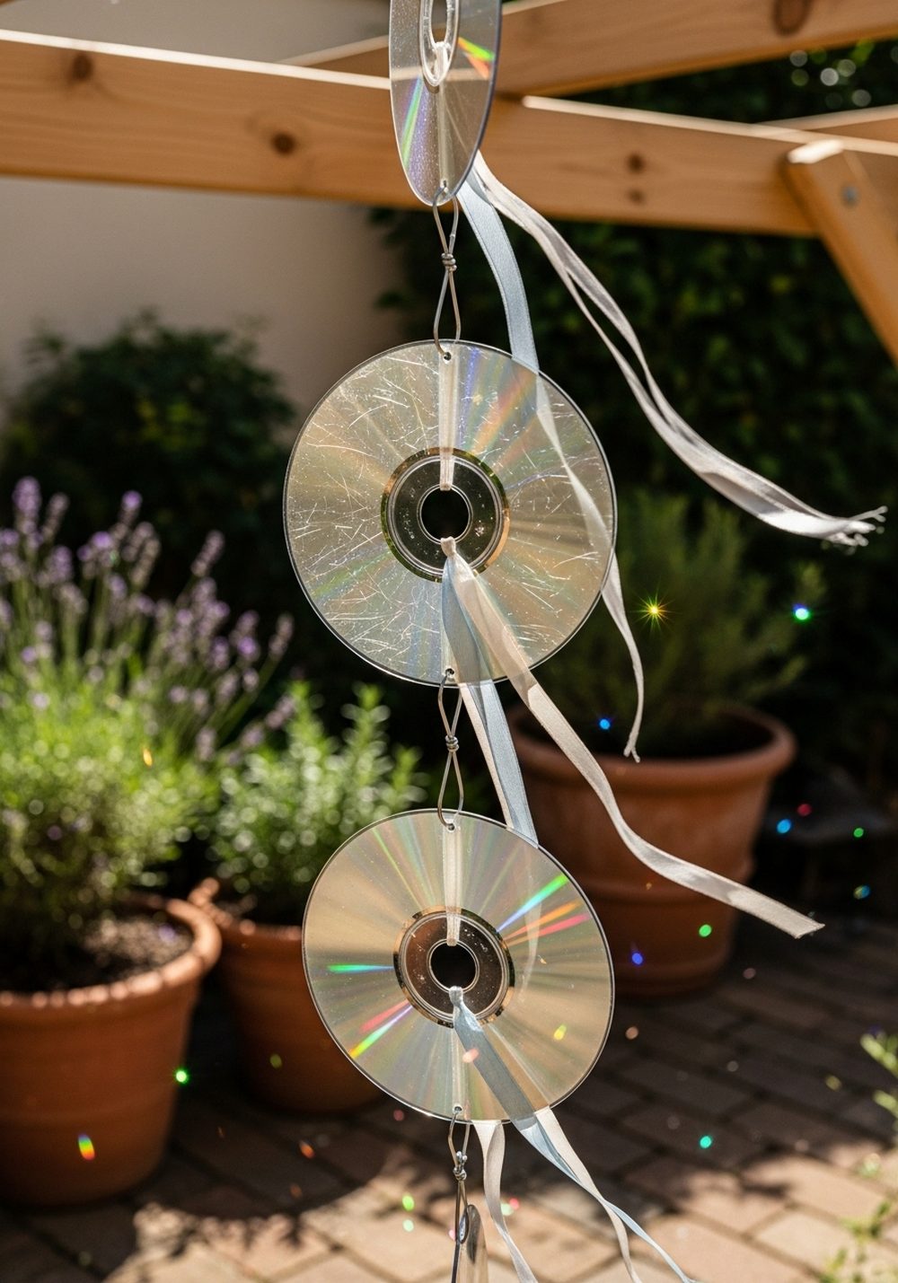 Shimmering CD Wind Spinner Chain For The Patio