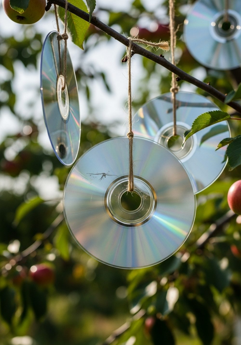 Spinning CD Bird Guard In Fruit Trees