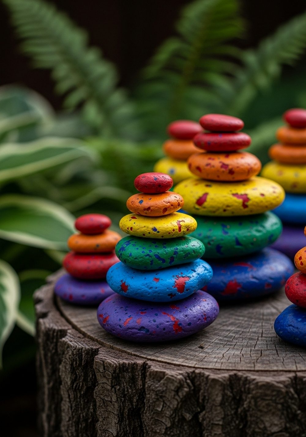 Stacked Rainbow Rock Cairns