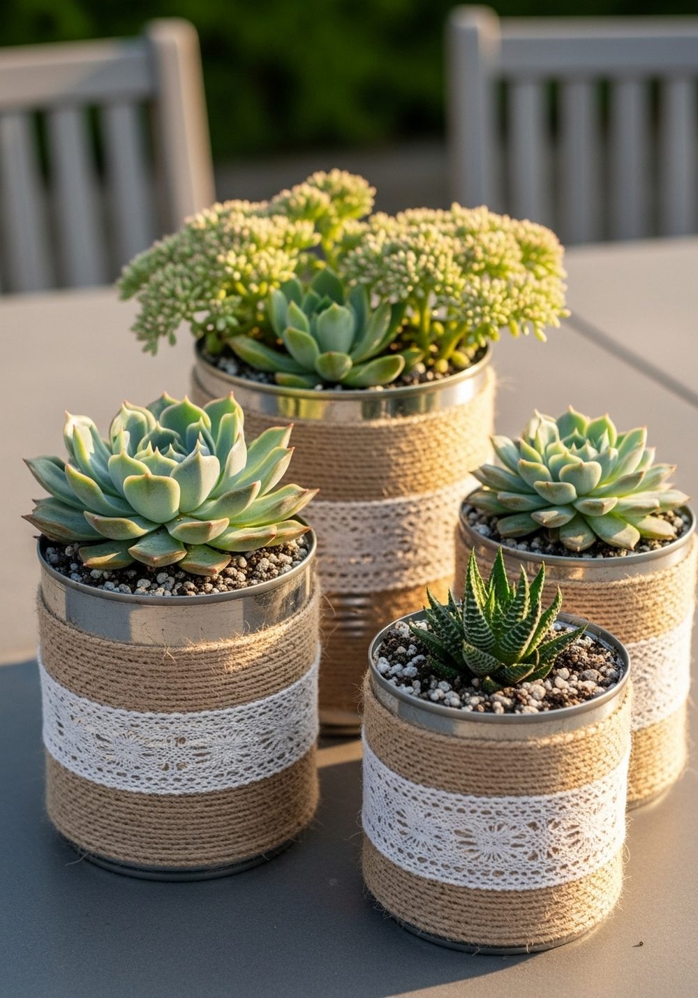 Succulent Tin Can Table Trio