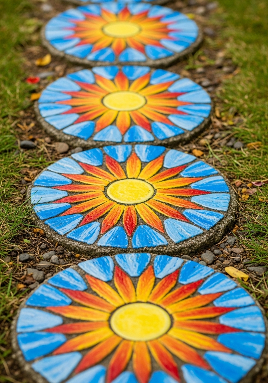 Sunburst Lid Stepping-Stone Circles
