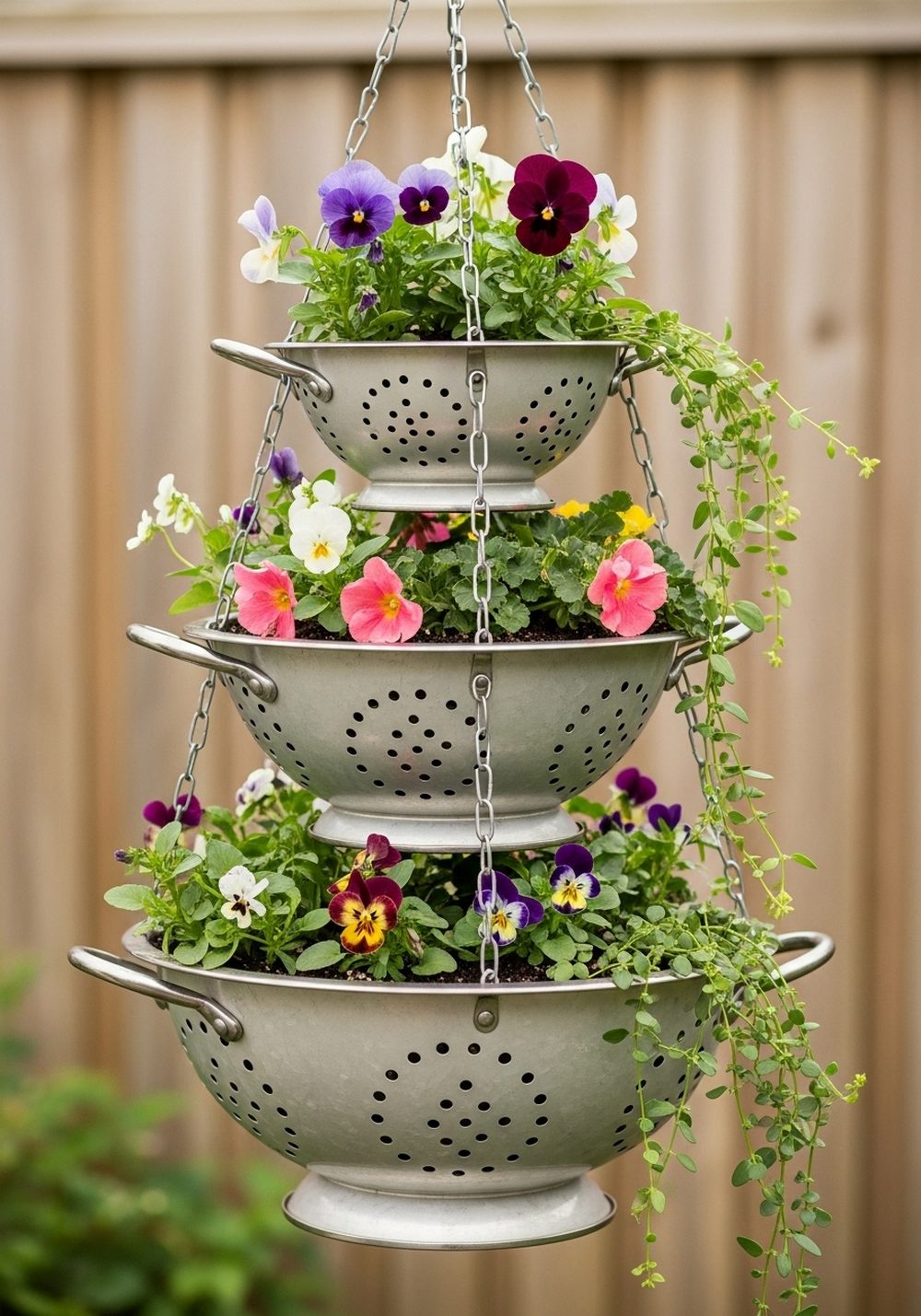 Tiered Colander Hanging Garden