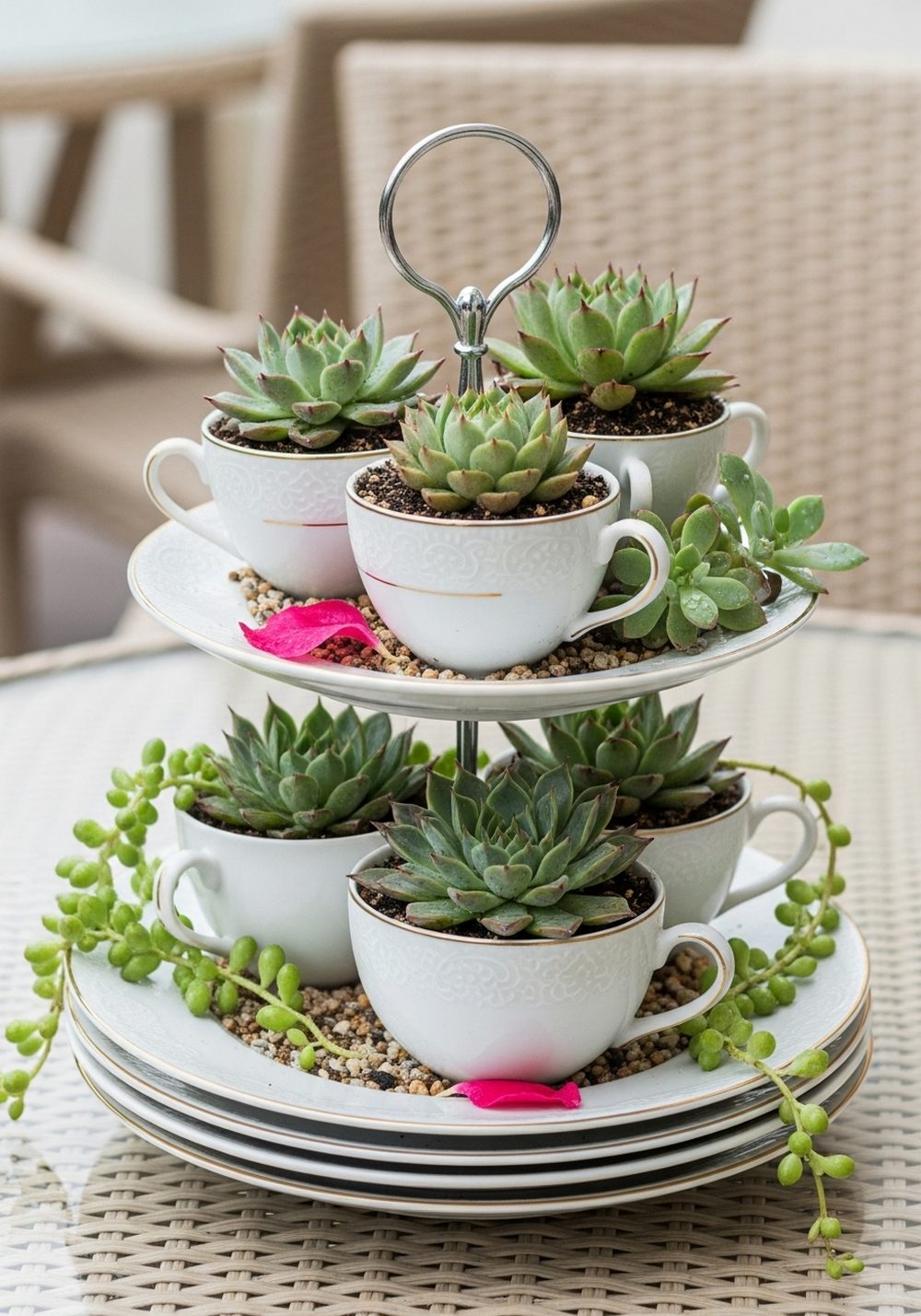 Tiered Dessert Stand Teacup Garden