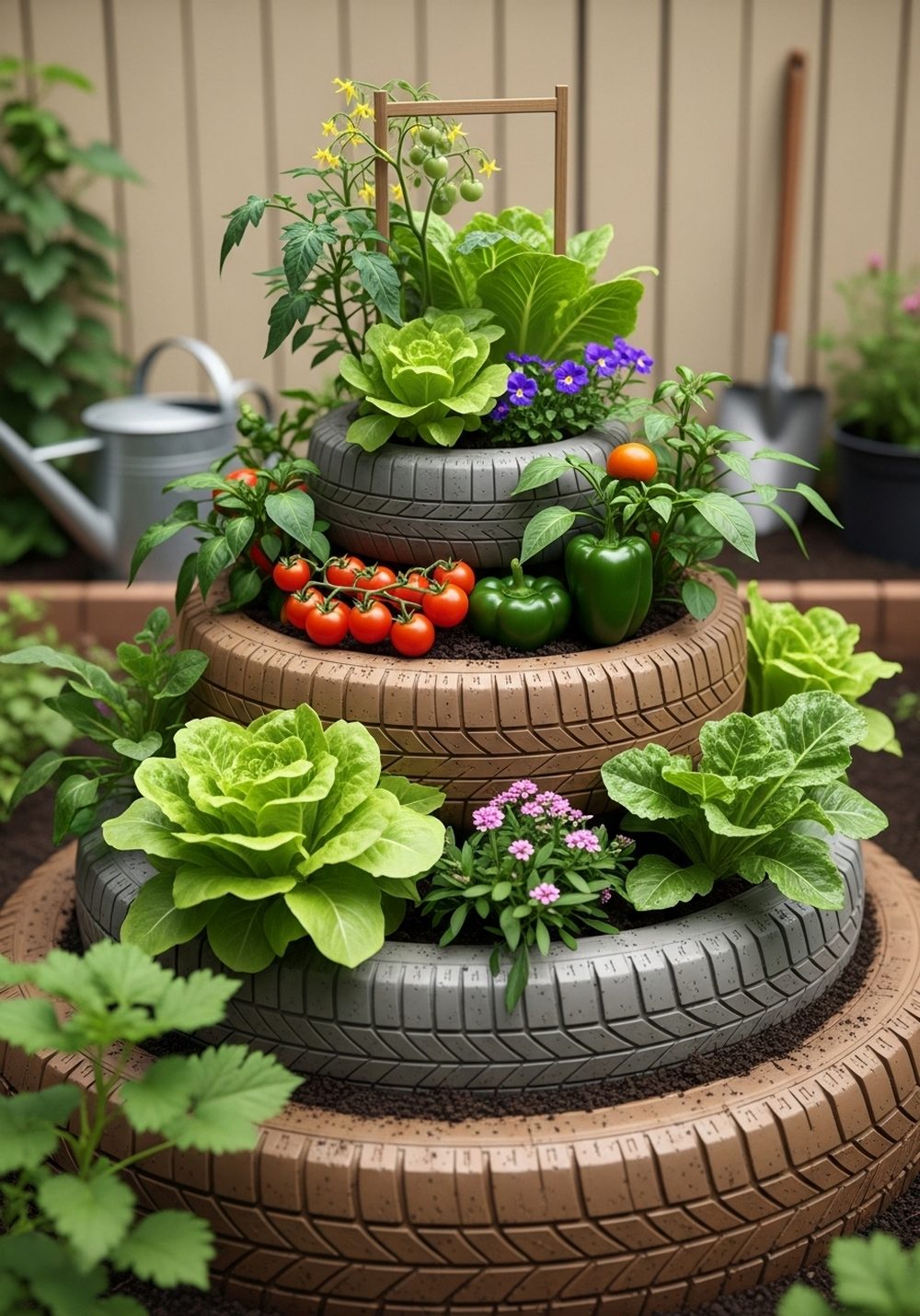 Tiered Tire Vegetable Mini Bed