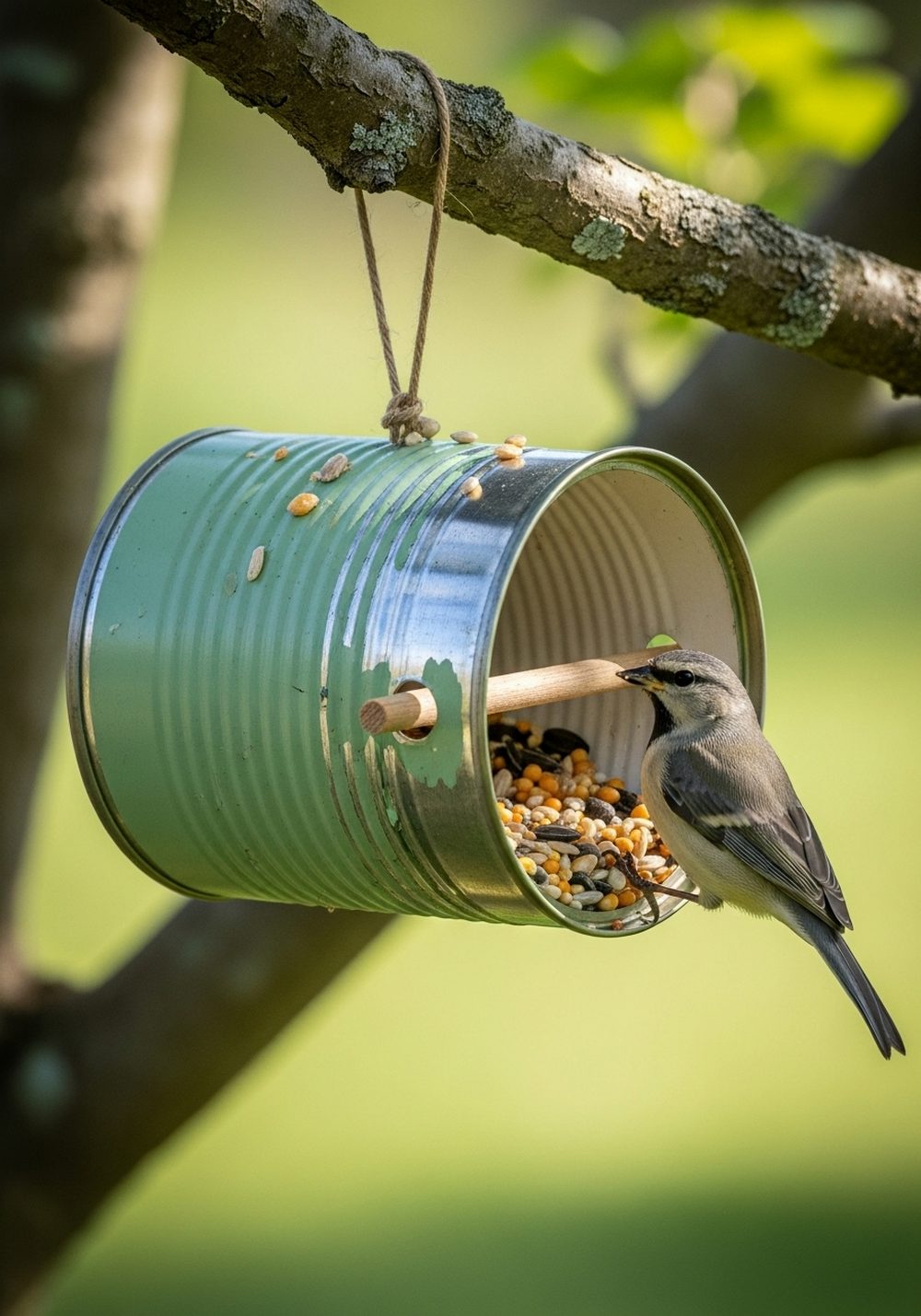 Tin Can Bird Feeder Perch