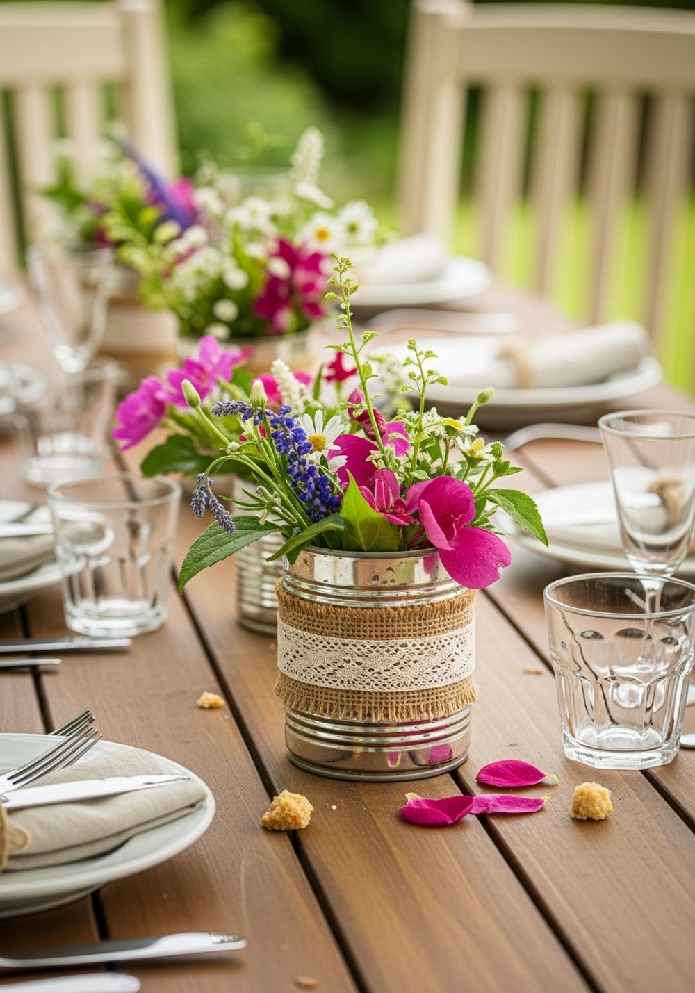 Tin Can Centerpieces For Garden Tables