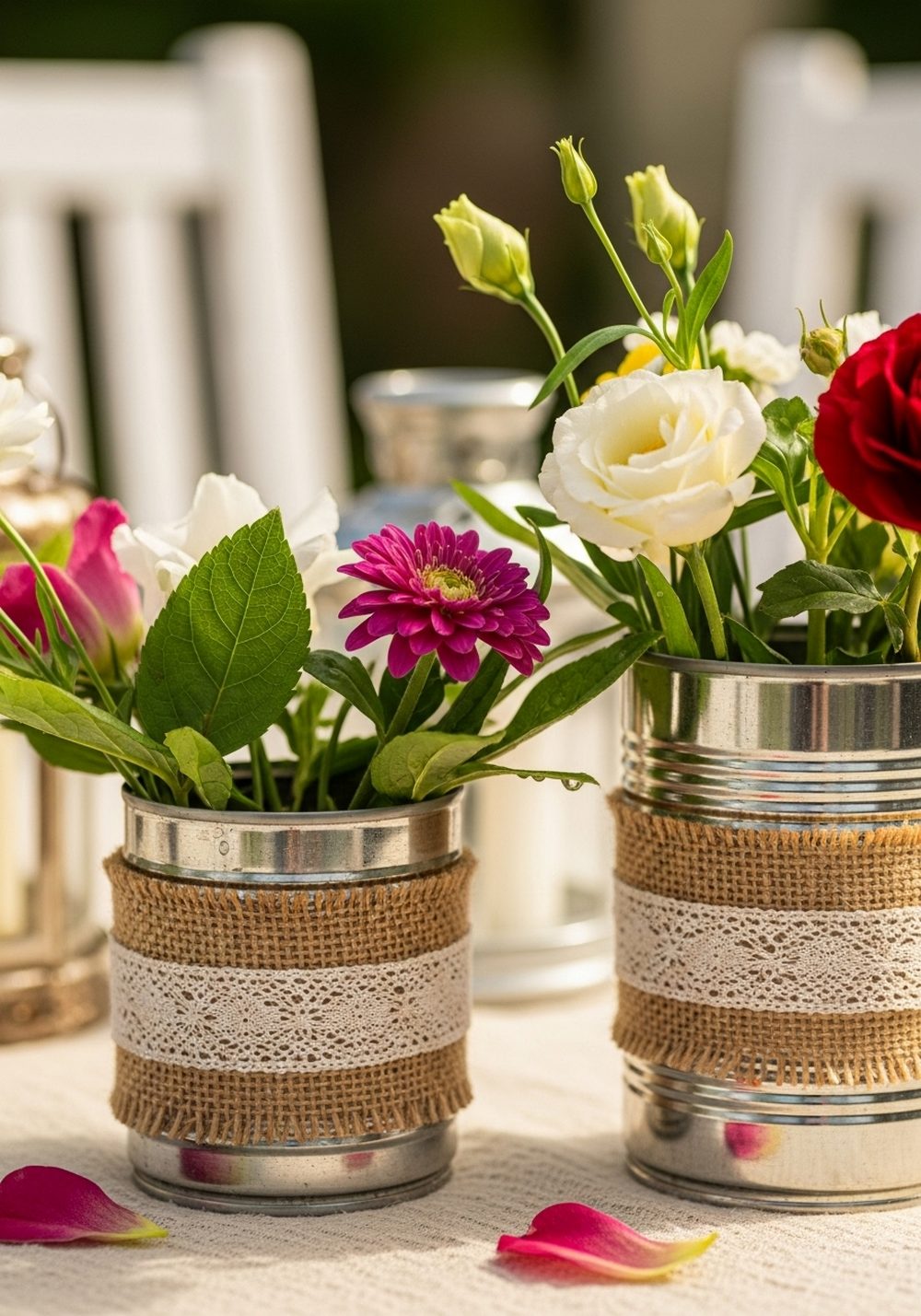 Tin Can Tabletop Flower Vases
