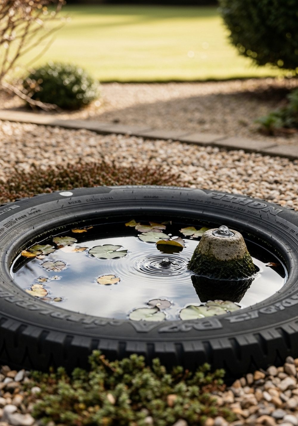 Turn A Tire On Its Side For A Mini Pond
