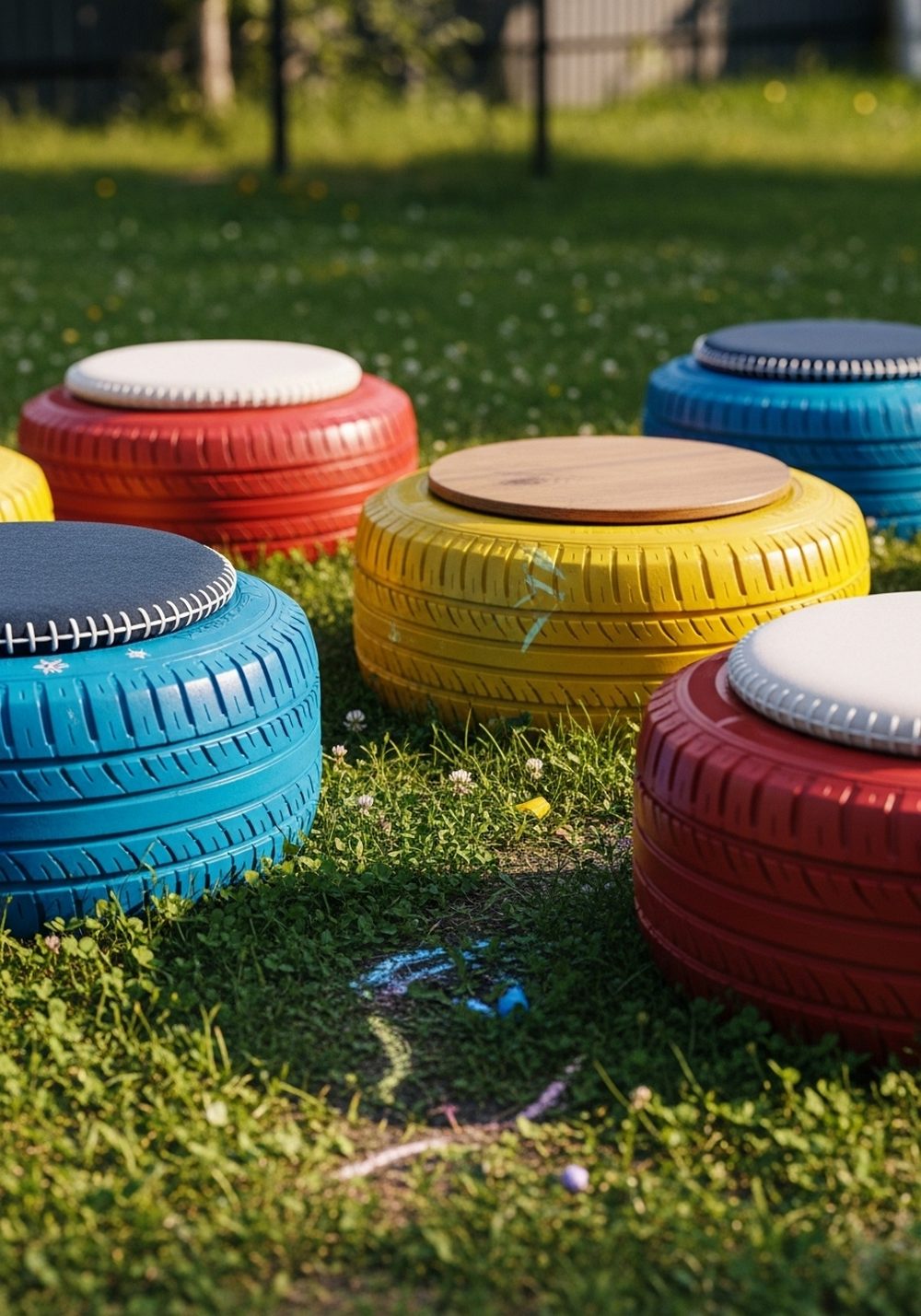 Turn Tires Into A Kid-Friendly Garden Seating Circle