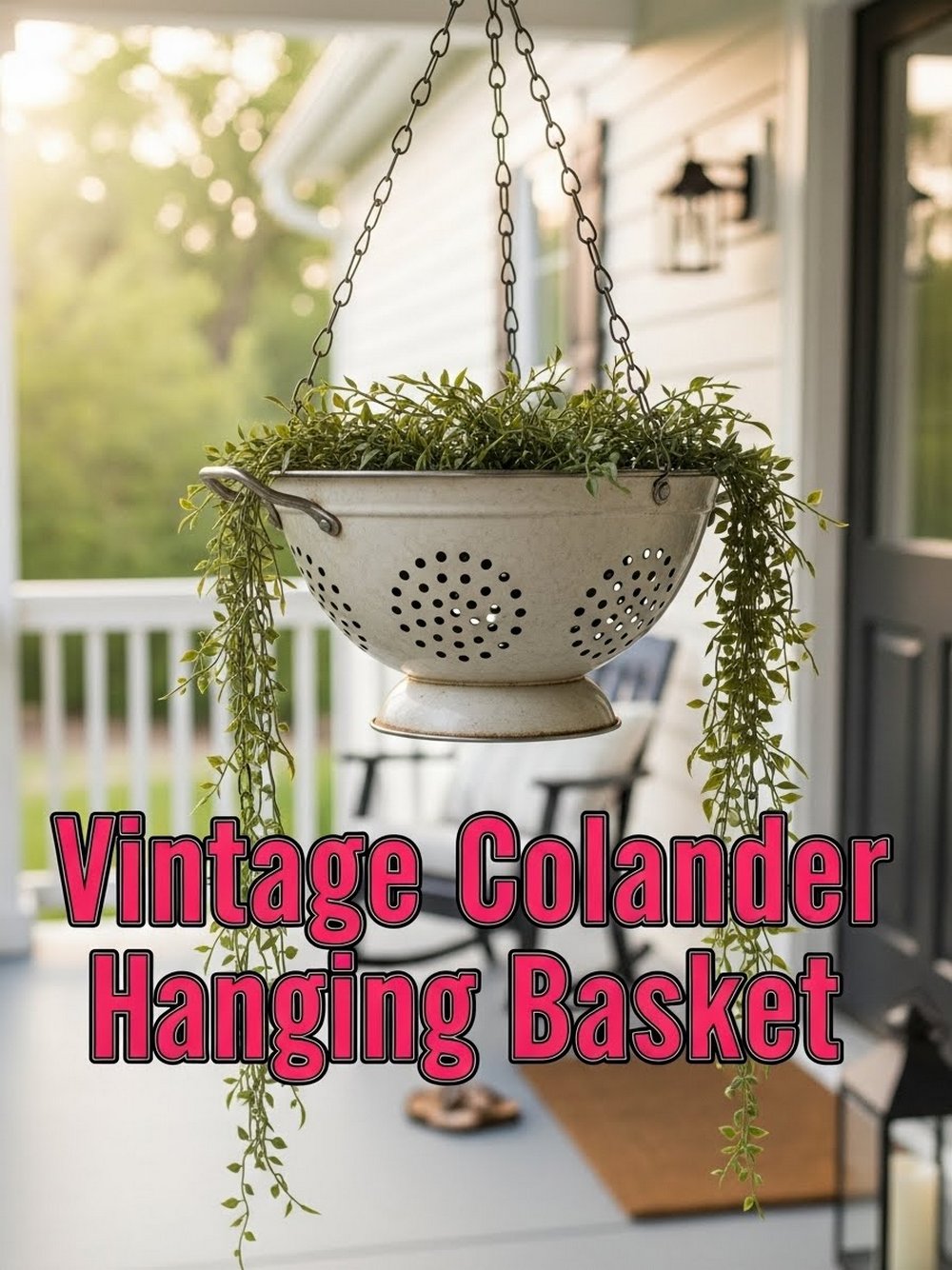 Vintage Colander Hanging Basket