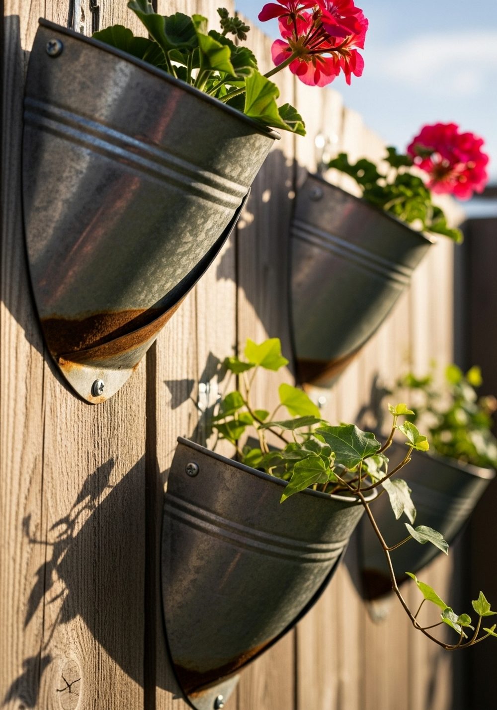 Wall-Mounted Half-Bucket Flower Pockets