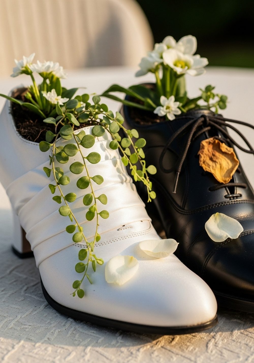 Wedding Shoe Memory Planter Pair
