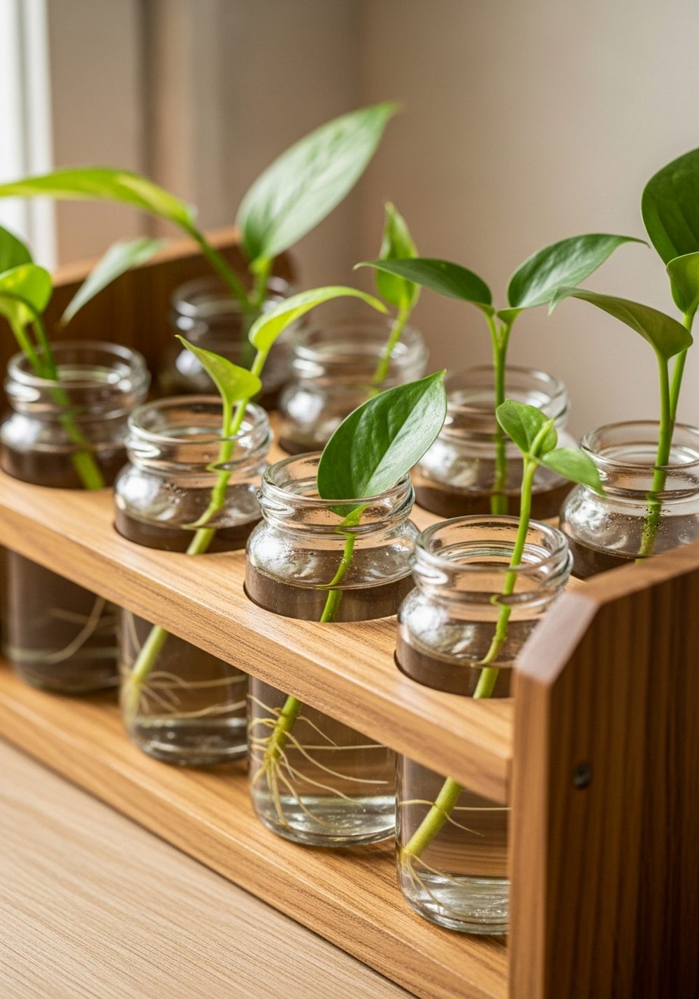 Wooden Rack Spice-Jar Propagation Station