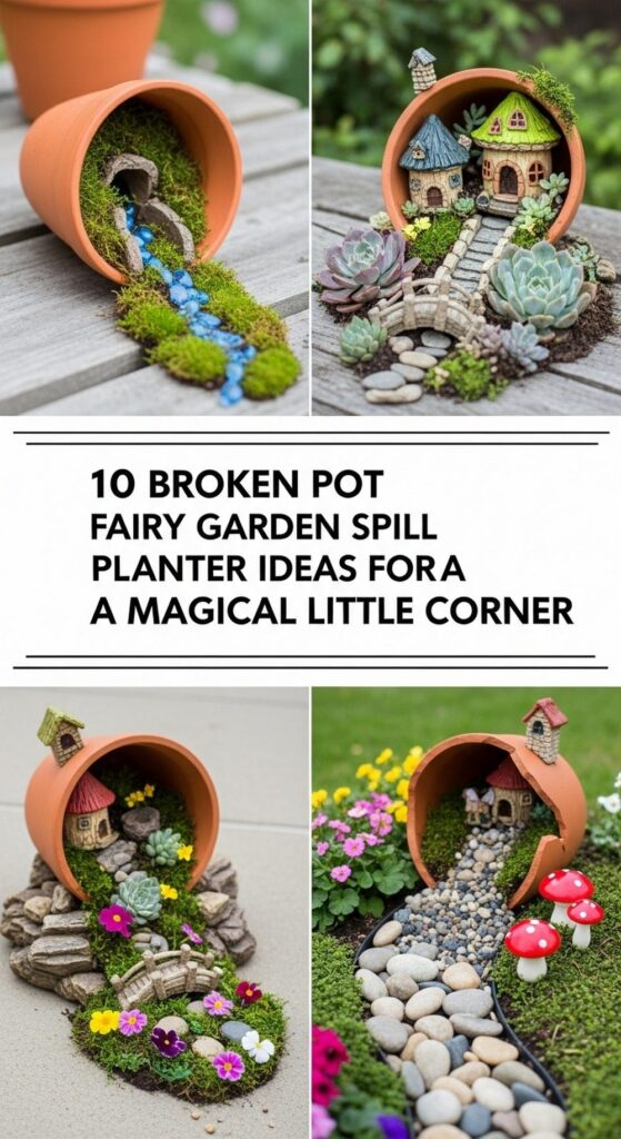 Broken Pot Fairy Garden Spill Planter Ideas For A Magical Little Corner