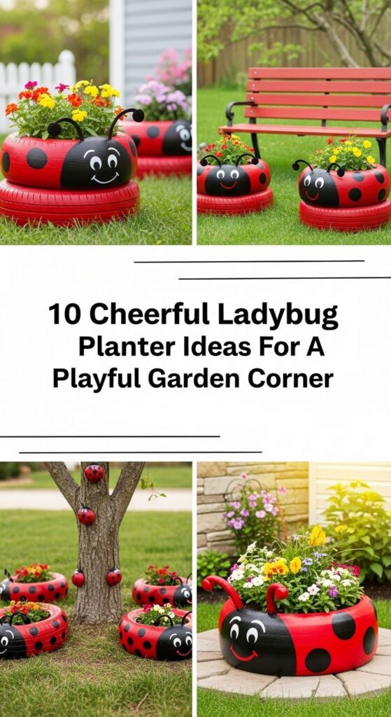 Cheerful Ladybug Tire Planter Ideas For A Playful Garden Corner