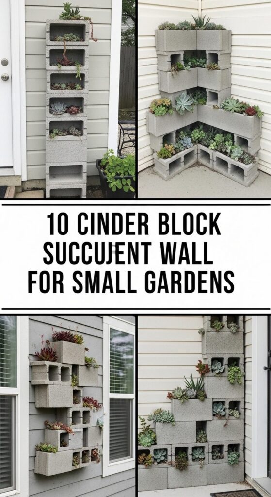 Cinder Block Succulent Wall Ideas for Small Gardens
