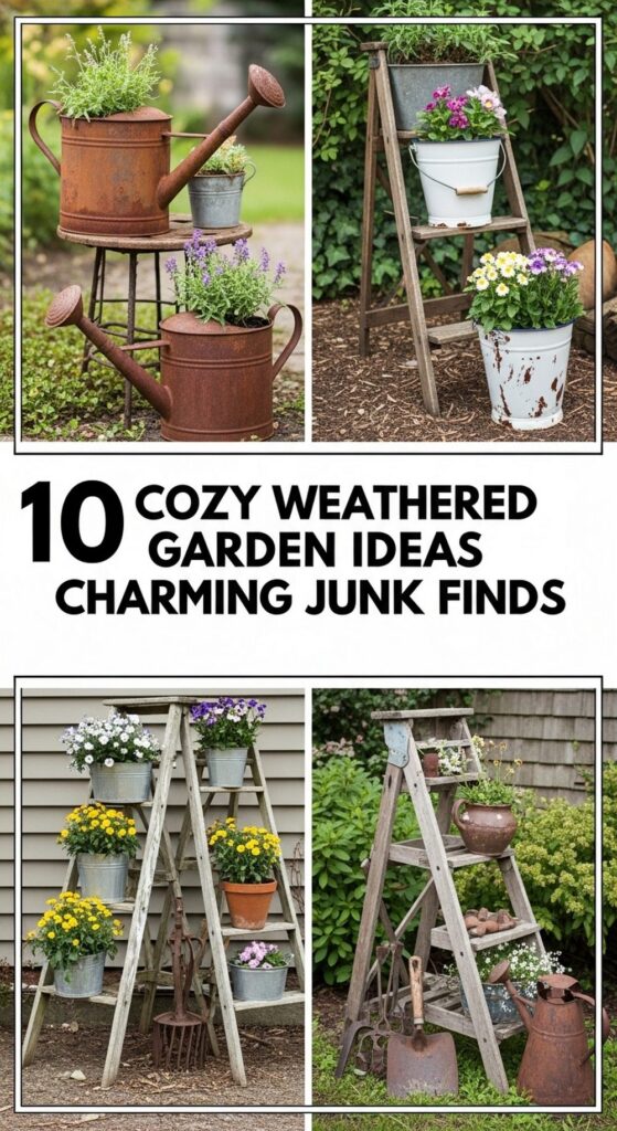 Cozy Weathered Garden Ideas Using Charming Junk Finds