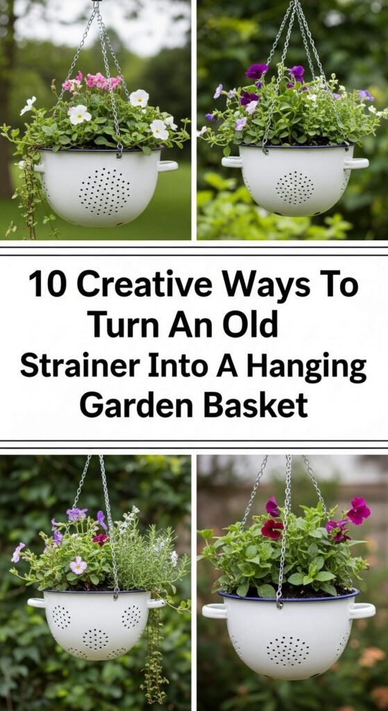 Creative Ways To Turn An Old Strainer Into A Hanging Garden Basket