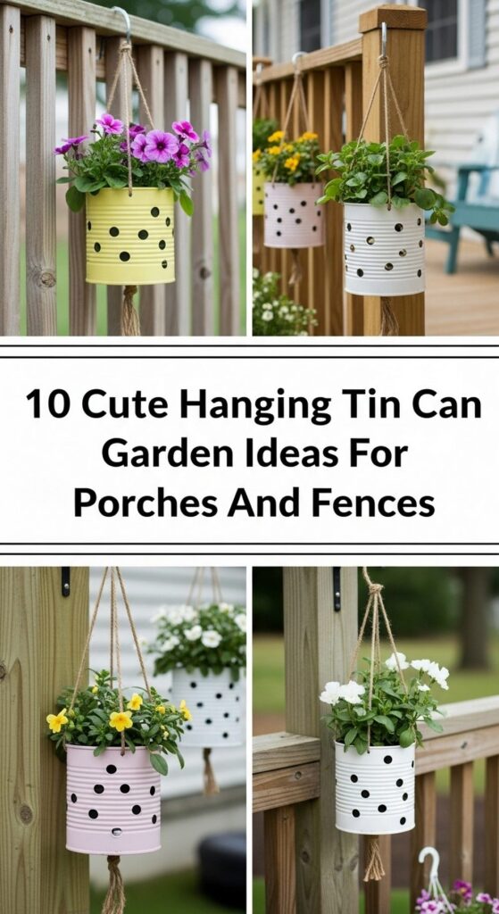 Cute Hanging Tin Can Garden Ideas For Porches And Fences