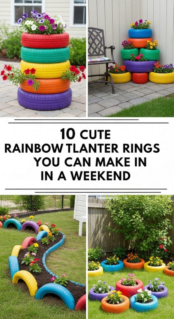 Cute Rainbow Tire Planter Rings You Can Make In A Weekend