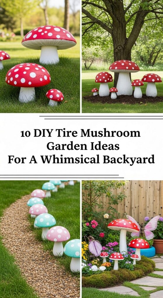 DIY Tire Mushroom Garden Ideas For A Whimsical Backyard