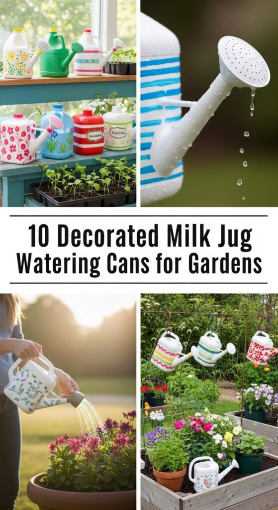 Decorated Milk Jug Watering Cans for Gardens
