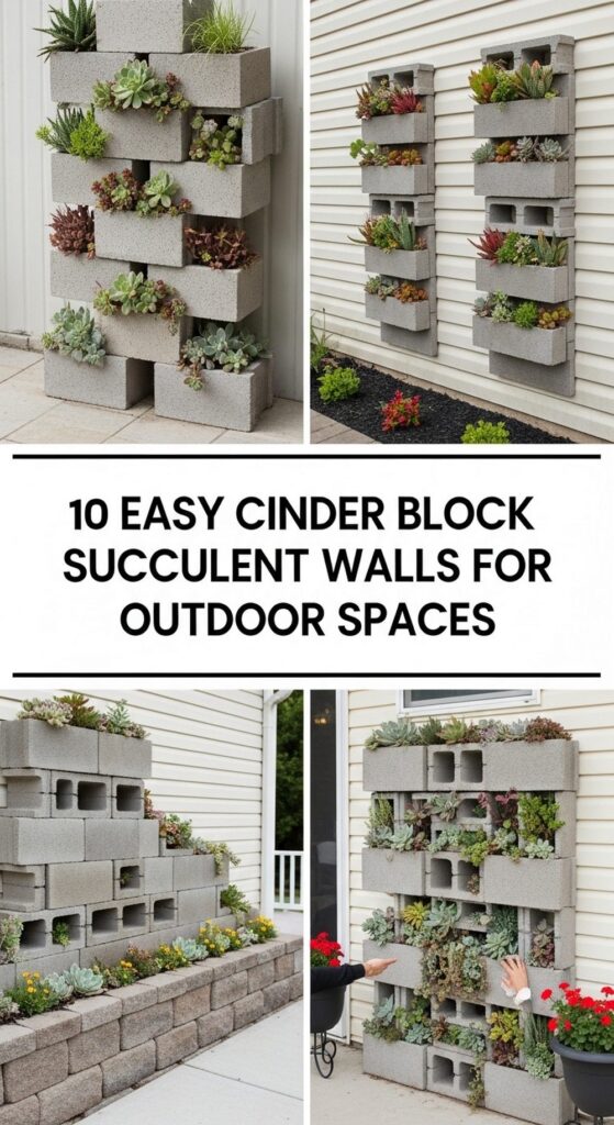 Easy Cinder Block Succulent Walls for Outdoor Spaces