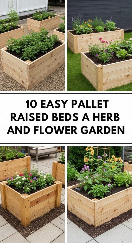 Easy Pallet Raised Beds for a Herb and Flower Garden