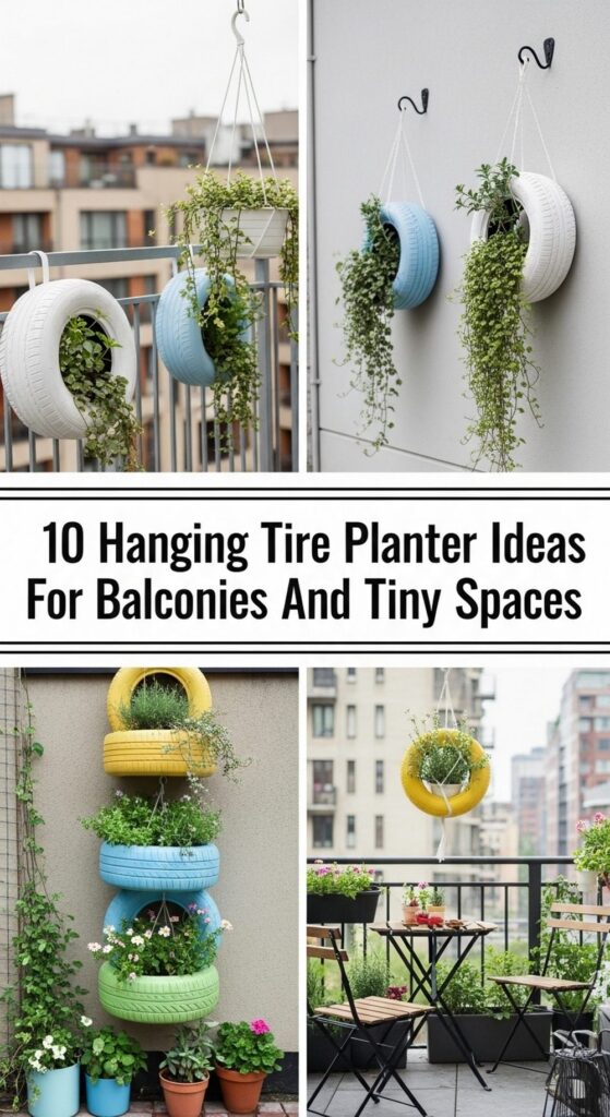 Hanging Tire Planter Ideas For Balconies And Tiny Spaces