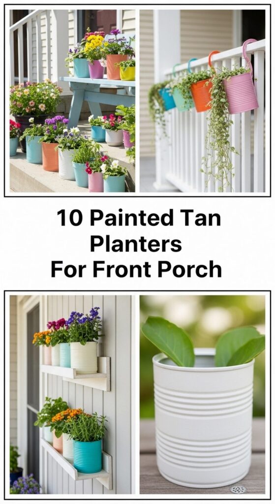 Painted Tin Can Planters For Front Porch