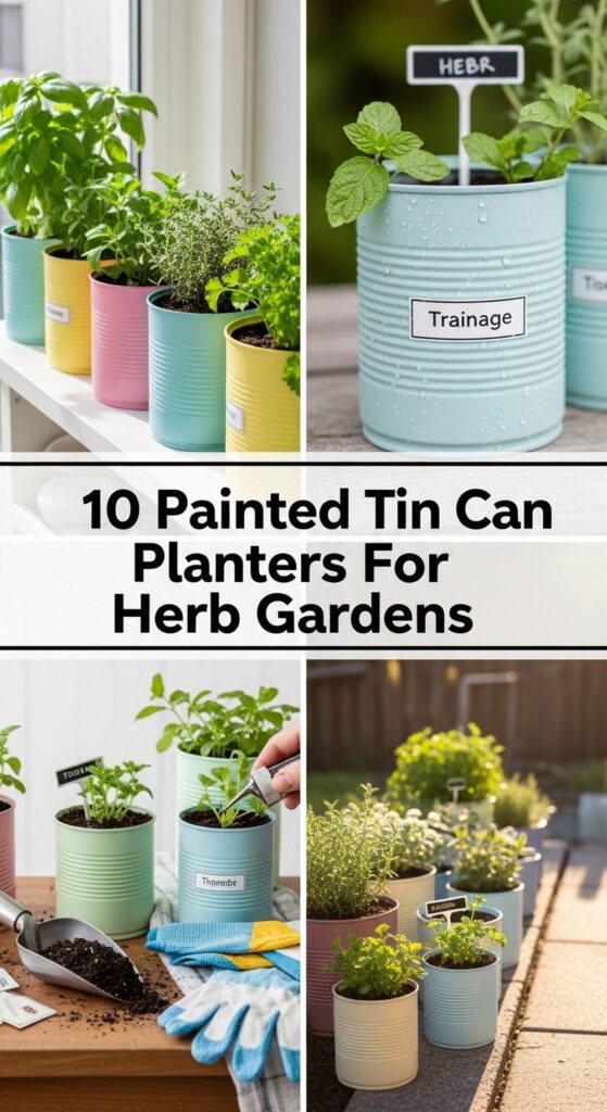 Painted Tin Can Planters For Herb Gardens