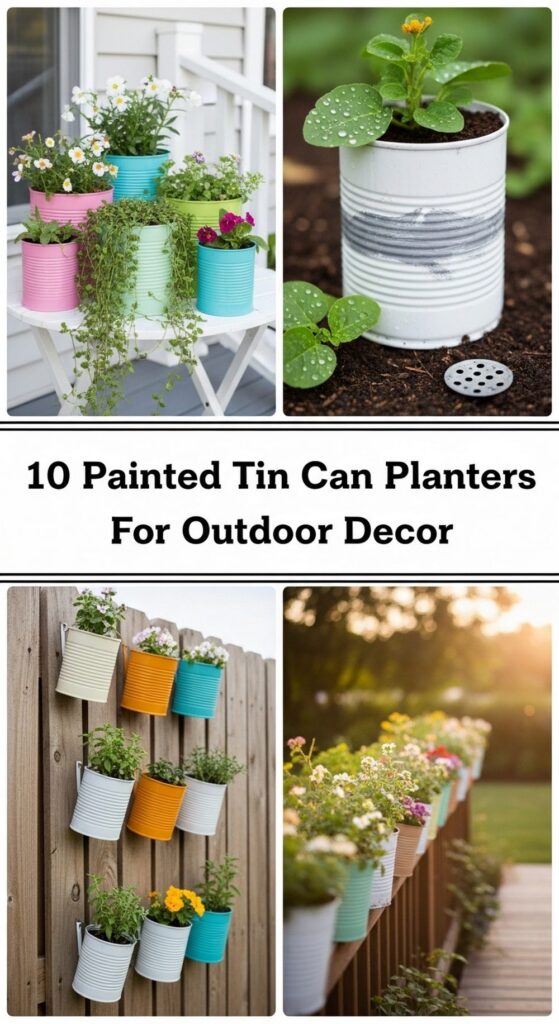 Painted Tin Can Planters For Outdoor Decor