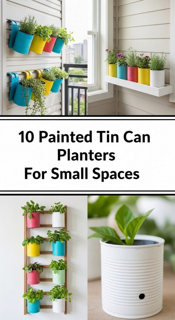 Painted Tin Can Planters For Small Spaces