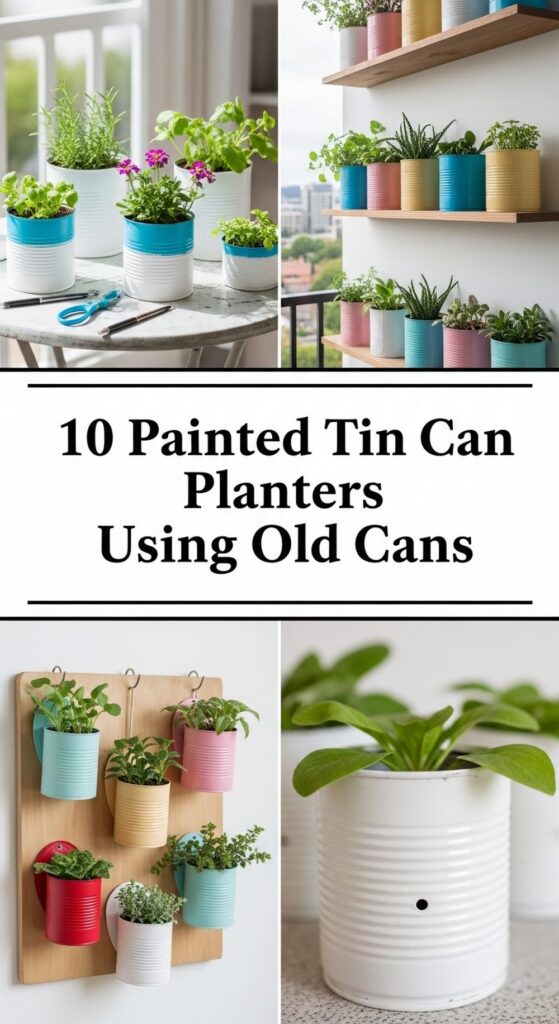 Painted Tin Can Planters Using Old Cans