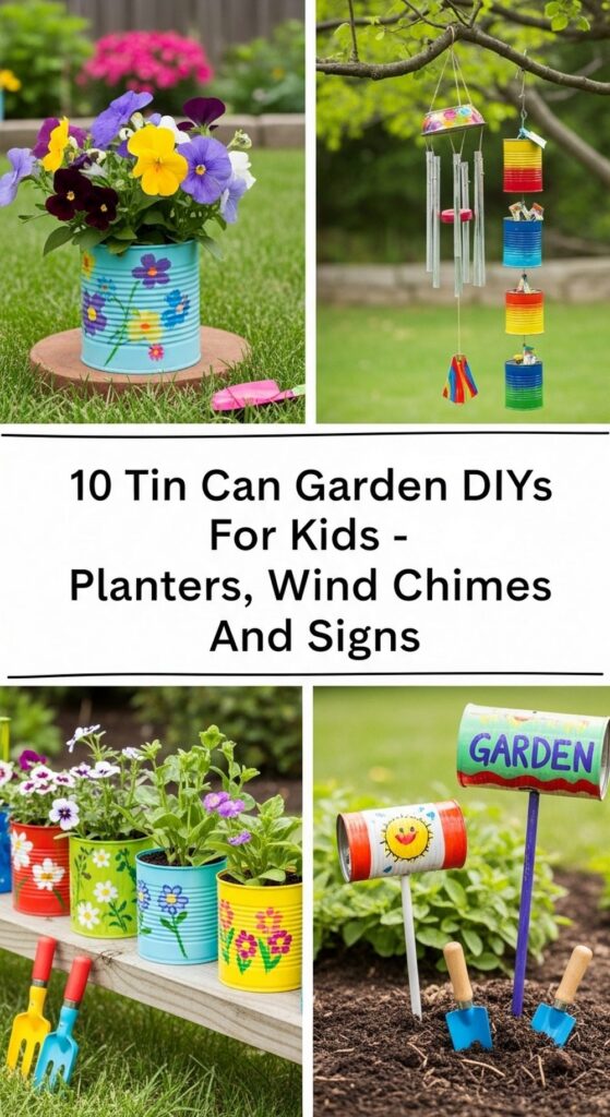 Tin Can Garden DIYs For Kids - Planters, Wind Chimes And Signs