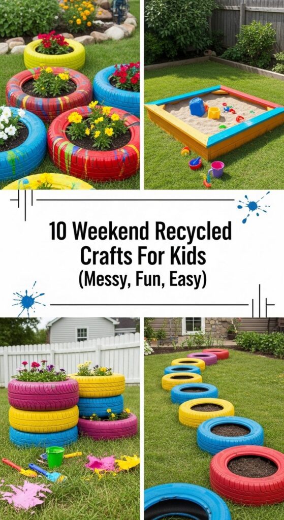 Weekend Recycled Tire Crafts For Kids (Messy, Fun, Easy)