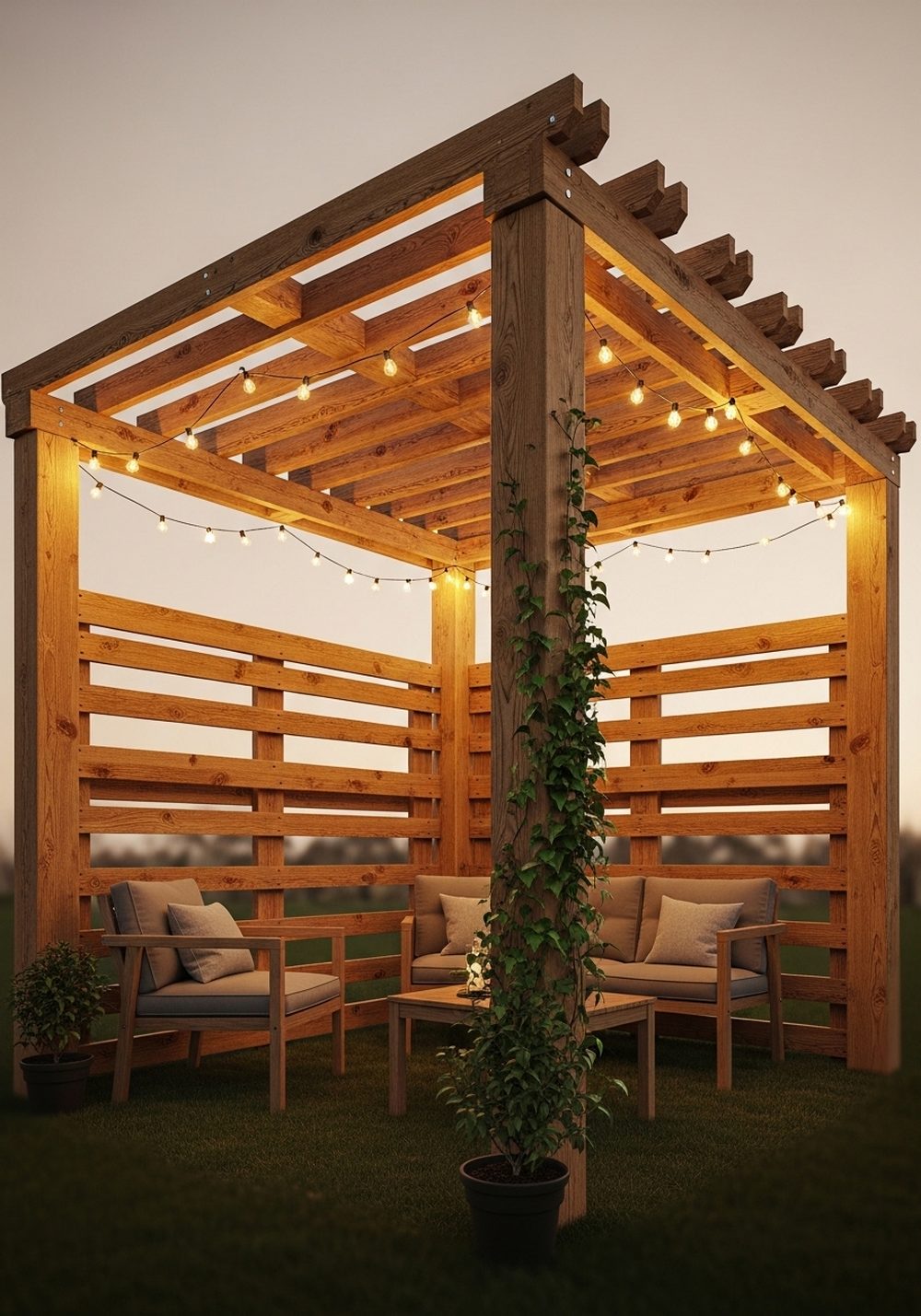 Add A Pallet Pergola With String Lights