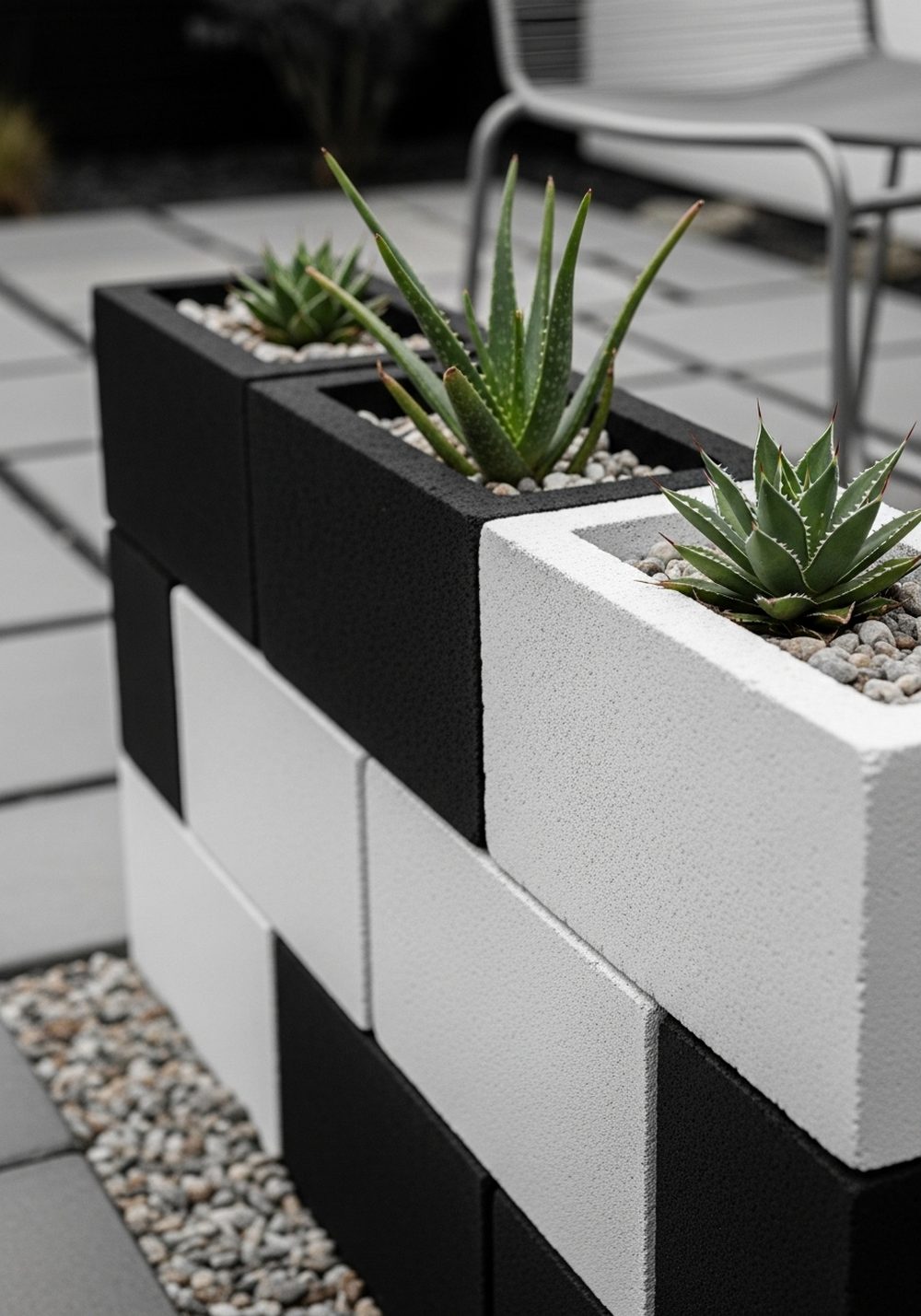 Black And White Modern Cinder Block Wall