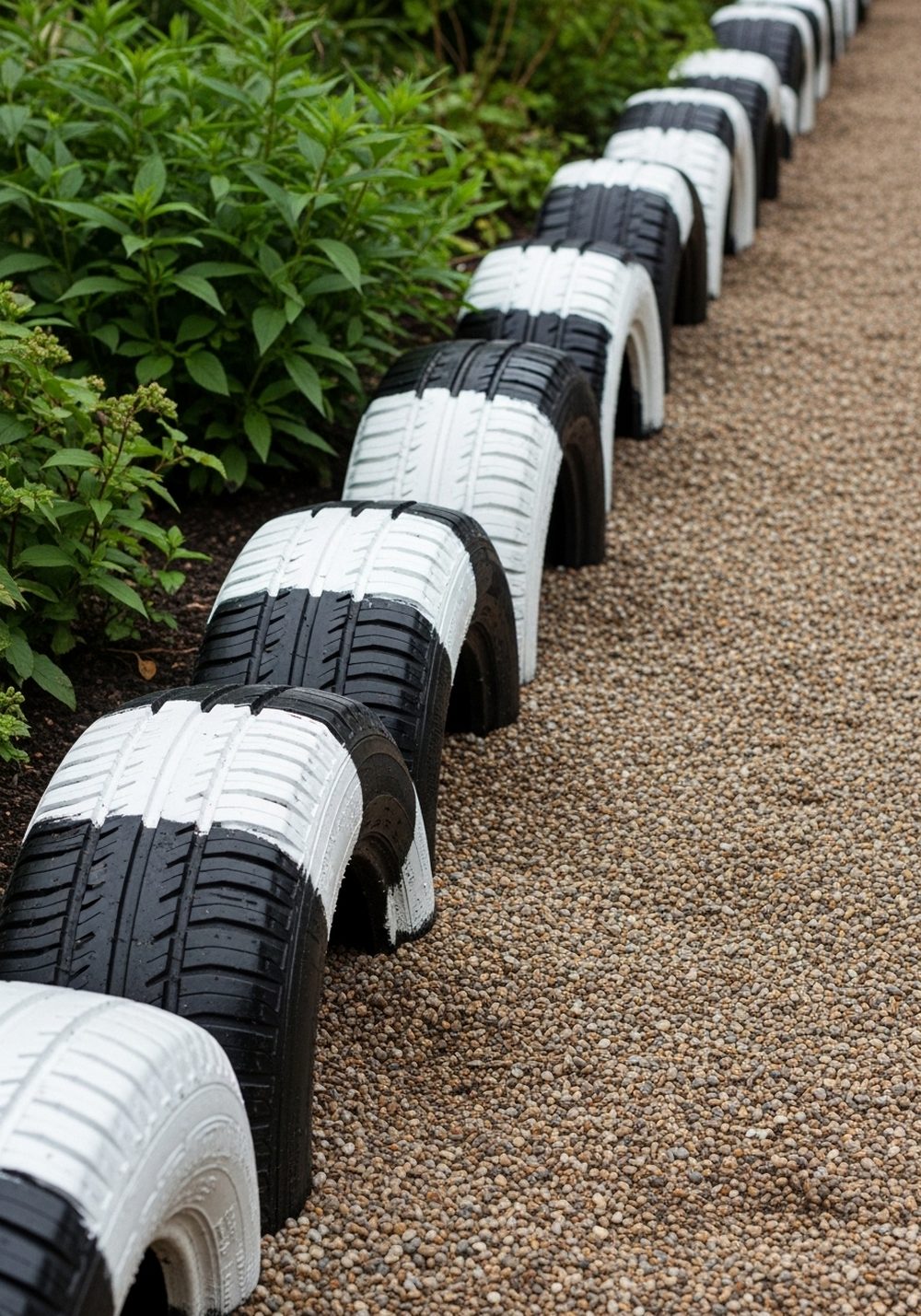 Black And White Striped Tire Edging